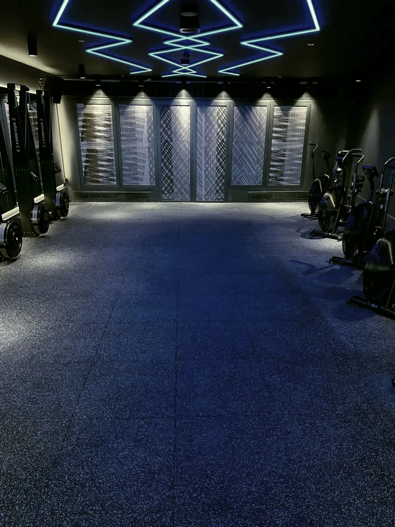 Rubber and vinyl flooring in a championship boxing gym
